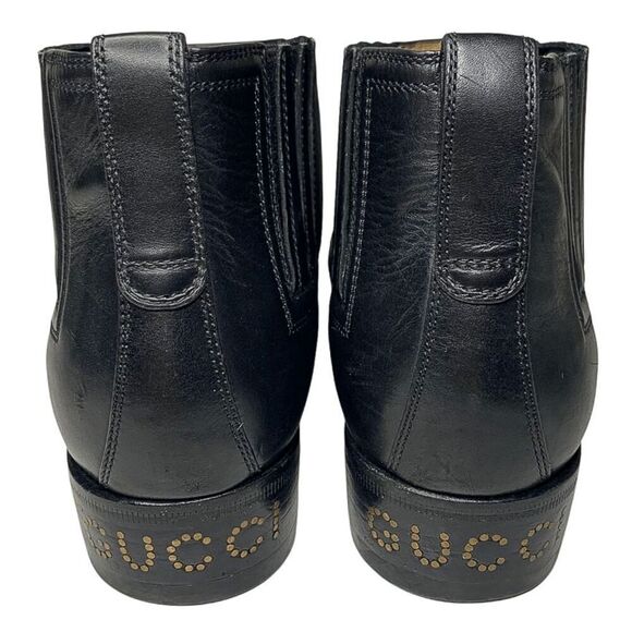 Gucci Interlocking G Logo Perforated Brogue Ankle Boots EU 36 US 6 Black Leather - Picture 7 of 11